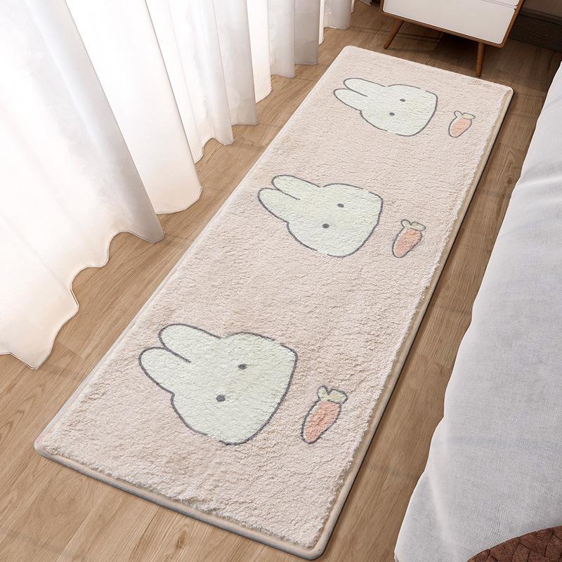 Bedroom Bed Rug Cartoon Ins Wind Bed In Front of Small Mat Living Room Room Long Oval Thick Bed Blanket