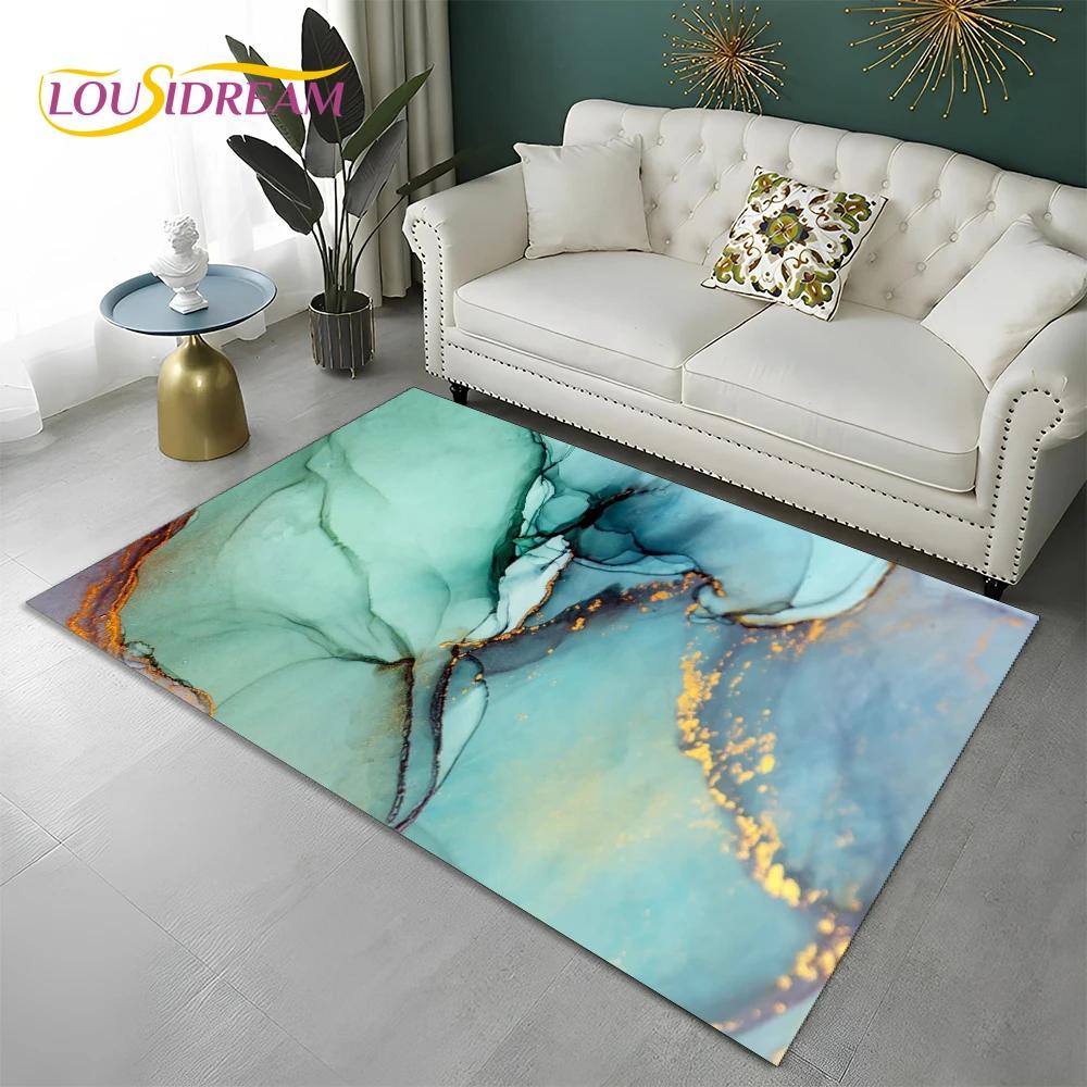 Green Gold Blue Black Marble Nordic Carpet Rug for Home Living Room Bedroom Sofa Doormat Decor,kid Area Rug Non-slip Floor Mat