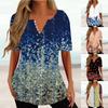 Camisas de Verano Para Mujer Estampado Cuello en V Manga Corta Tops Blusa Top con Botones Estampado Floral