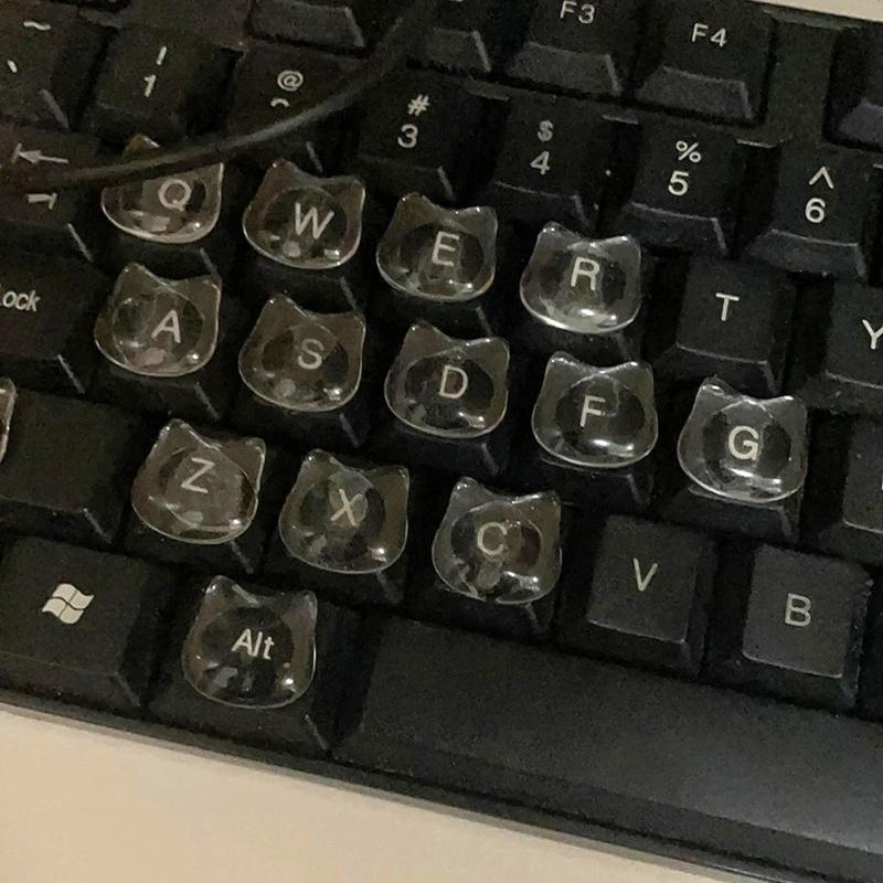 20 Piece Lovely Kitty Shaped Keyboard Caps with Nails Smooth Typing Experience & Scratch Resistant for Women Use