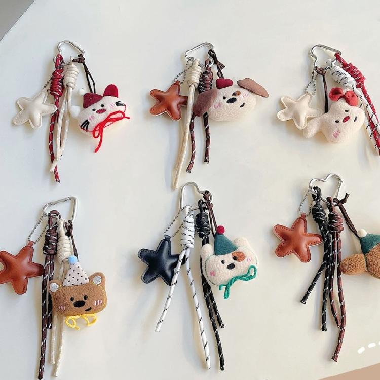 Delightful Plush Bear Bag Charm Cartoon Keychains For Women and Girls Stylish Bag Pendant Cute Car Accessories Decors