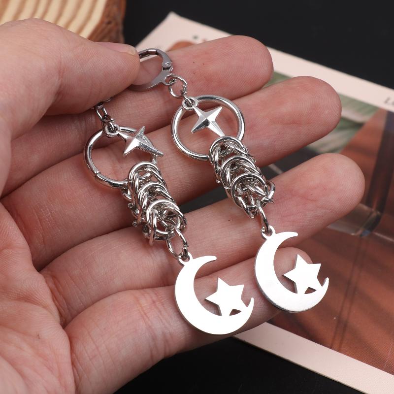 

Retro Punk Jewelry Moon Star Earrings For Women Fashion Cross Drop Earrings Accessories Gothic Jewelry Gift one size