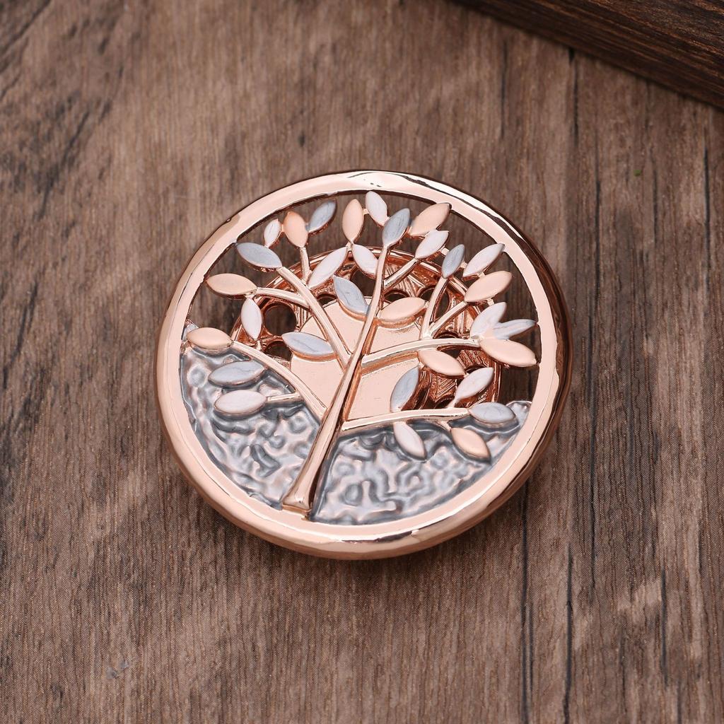 Luxury Hot Sale Round Hollow Enamel Color Tree of Life Magnetic Buckle Brooch Ladies Simple Premium Magnetic Corsage