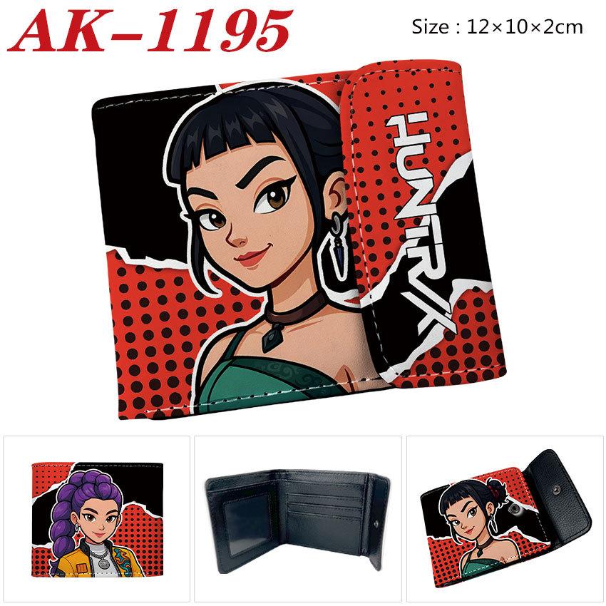 Anime Demon Huntress Group Merchandise Bifold Wallet PU Snap Button Short Purse Cartoon Card Holder Purple