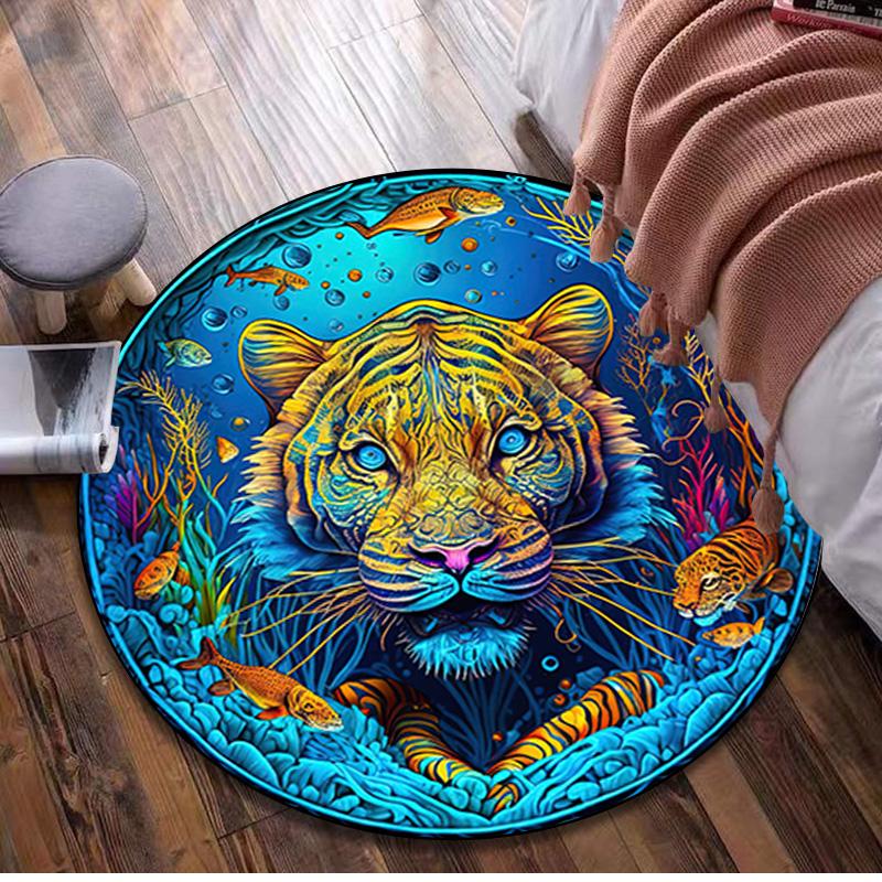 Animal Circular Rug - Office Decorative Carpet For Living Room Bedroom Door Mat Floor Rug Computer Chair Area Rug