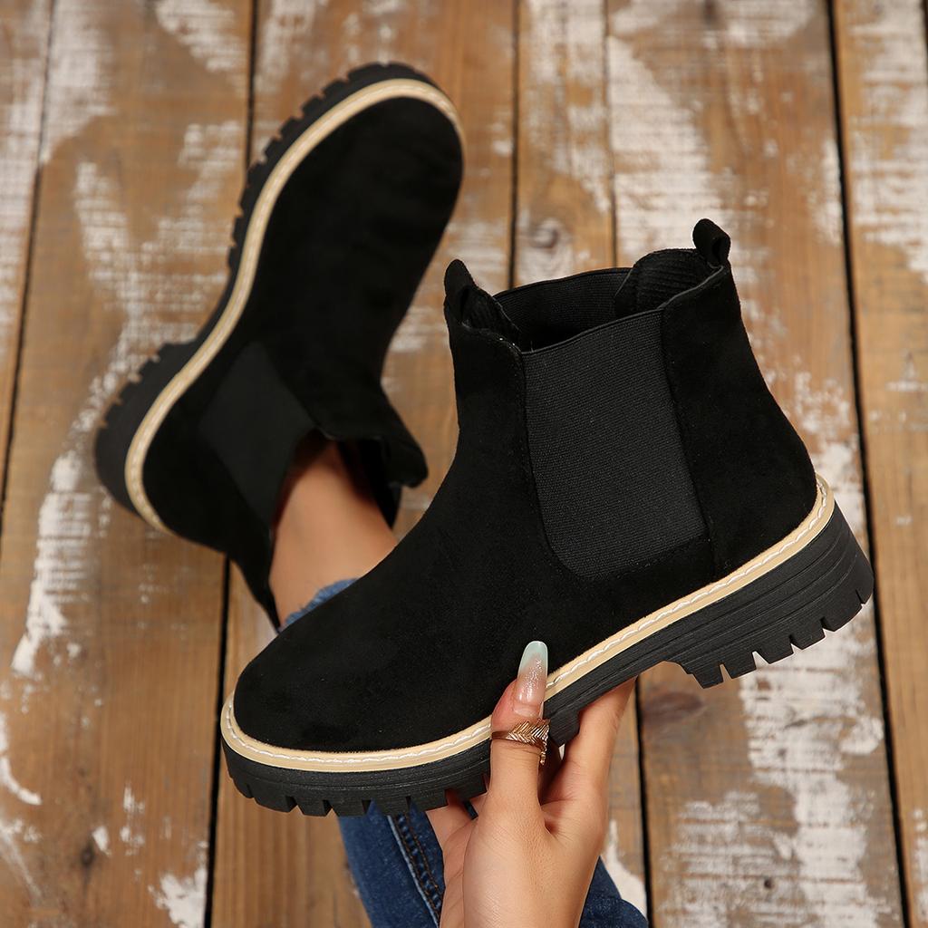 New Women Boots Thick Sole Casual Chelsea Boots Autumn Outdoor Shoes Women Chunky Heel Platform British Style Ankle Boots