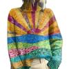 New Christmas abstract print casual cape jacket cardigan thick needle sweater