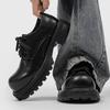 Men's Derby Thick soled Leather Shoes Minimalist British casual style Party Business Office High quality shoes Black Versatile