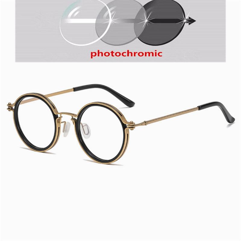 Anti Blue Rays Round Prescription Eyeglasses With Cylinder Brand Designer Metal Steampunk Nearsighted Glasses 0 -0.5 -0.75 To -6
