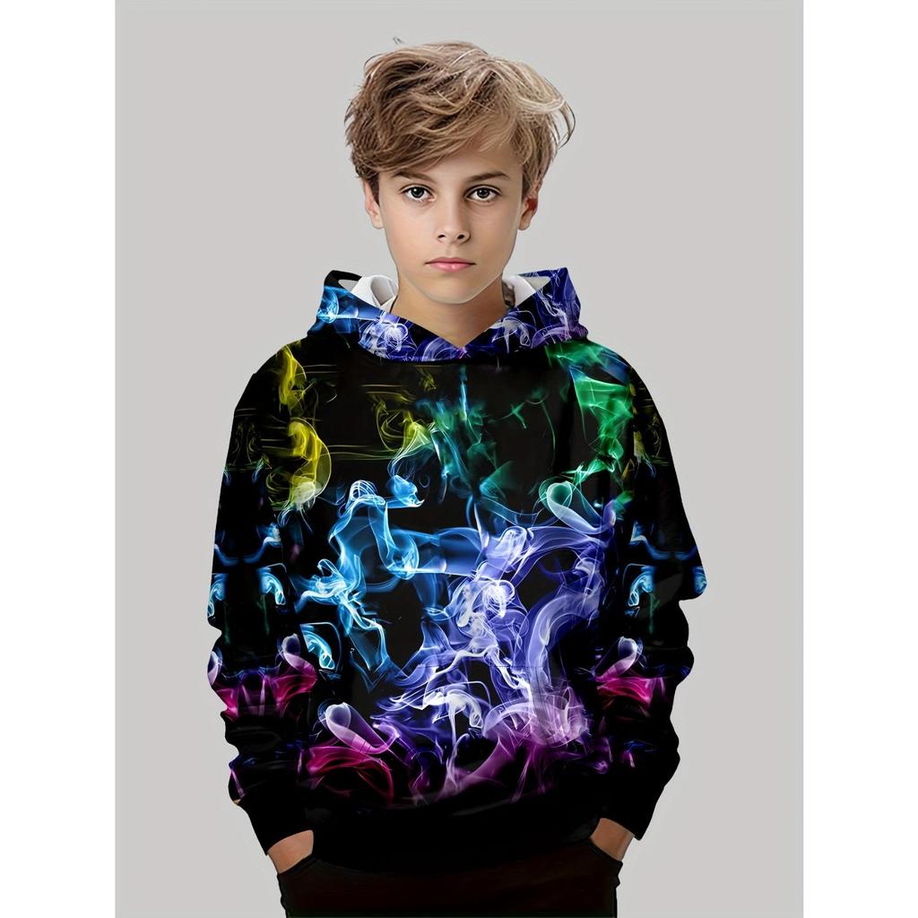 Ropa para niños, sudadera con capucha creativa con estampado 3D para niños, top casual deportivo de manga larga con capucha para niños