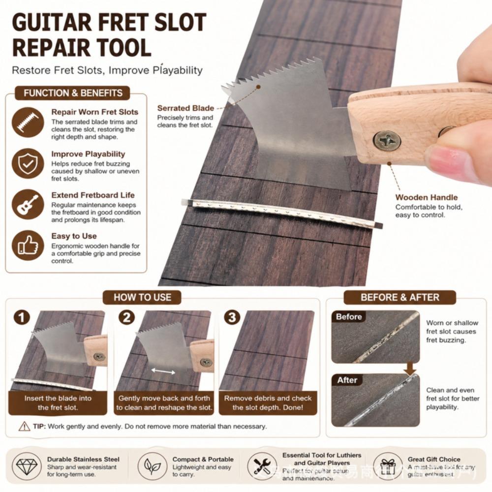 Sawtooth Design Fret Groove Repair Tool Silver Guitar Luthier Tool Kit  For Guitar Repair