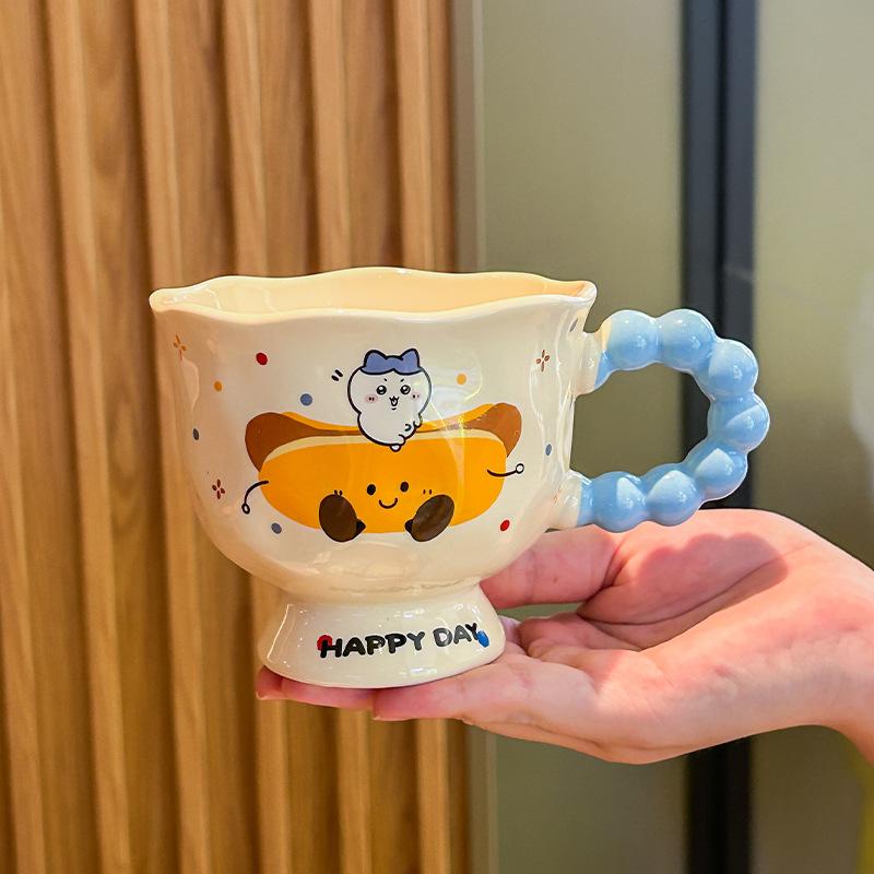 Super roztomilý chlebový hrnek dívčí domácí pitný hrnek kancelářský keramický hrnek snídaňový hrnek dárek k narozeninám