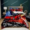 Race Car Duvet Cover Set King Queen Twin Size Red Flame Comforter Cover 3D Sport Car Theme for Boys Girl Polyester Bedding Set