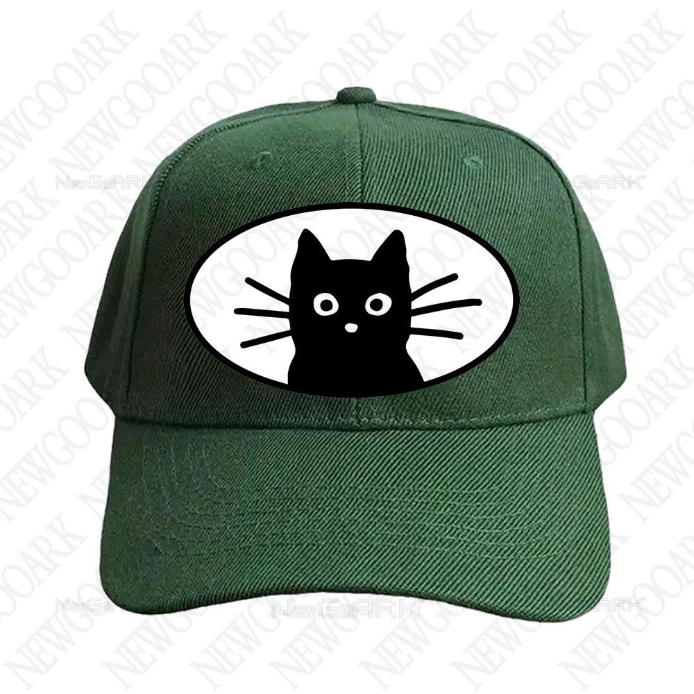 Black Cat Face Cap Women Unisex Peaked Hat Fashion Casual Adjustable Printed Baseball Caps Trucker Cap Adult Outdoors