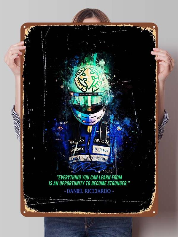 Daniel Ricciardo Plakaty Wyścigowe F1 Metalowe Znaki Dekoracja Wystrój Salonu Mężczyźni Niestandardowe Blaszane Tabliczki do Dekoracji Ścian