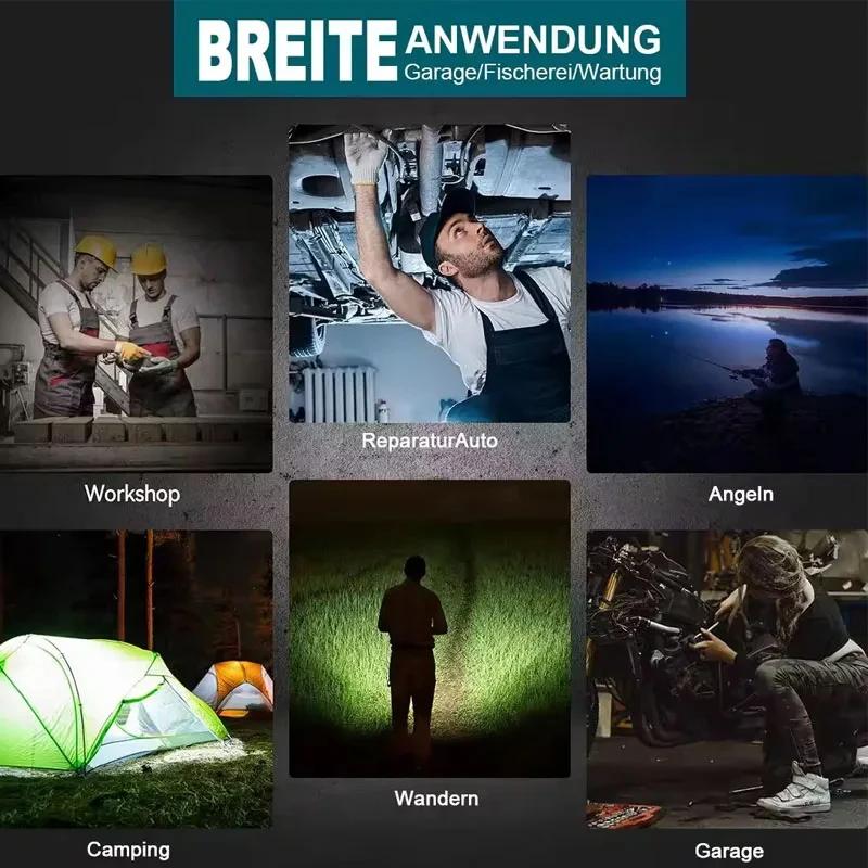 Cordless LED Work Light for Makita 18v Battery Portable Flood Lights Spotlight Compact Lighting with Type C & USB Fast Charging