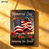 2D Flat 1pc Decorative 8×12 Inch Aluminum Plaque, Patriotic Tribute Retro Art with US Flag, Helmet & Floral Design, Veteran Honor Sign for Porch