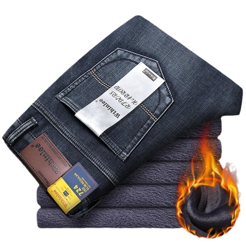 Men's 2024 Fleece-Lined Stretch Straight-Leg Pants for Spring & Autumn