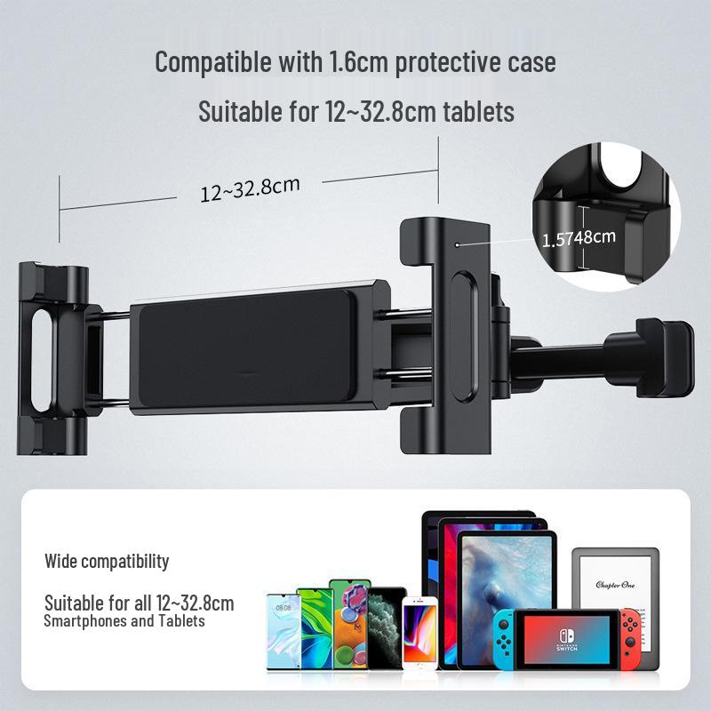 Universal Car Headrest Tablet & Phone Holder, Retractable & Foldable