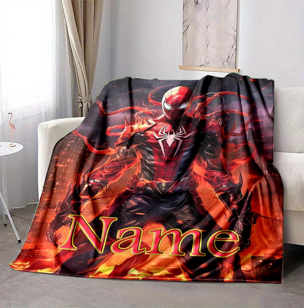 Custom Name Spider-Man Urban Flannel Blanket Throw Blanket Soft Warm Sofa Bed Decor Unique Gift
