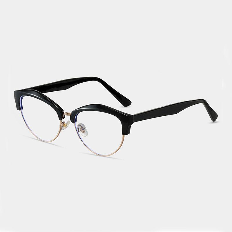 Vintage Anti Blue Light Blocking Optical Cat Eye Glasses Myopia Prescription Women Luxury Brand Designer Metal Eyewear Big Frame