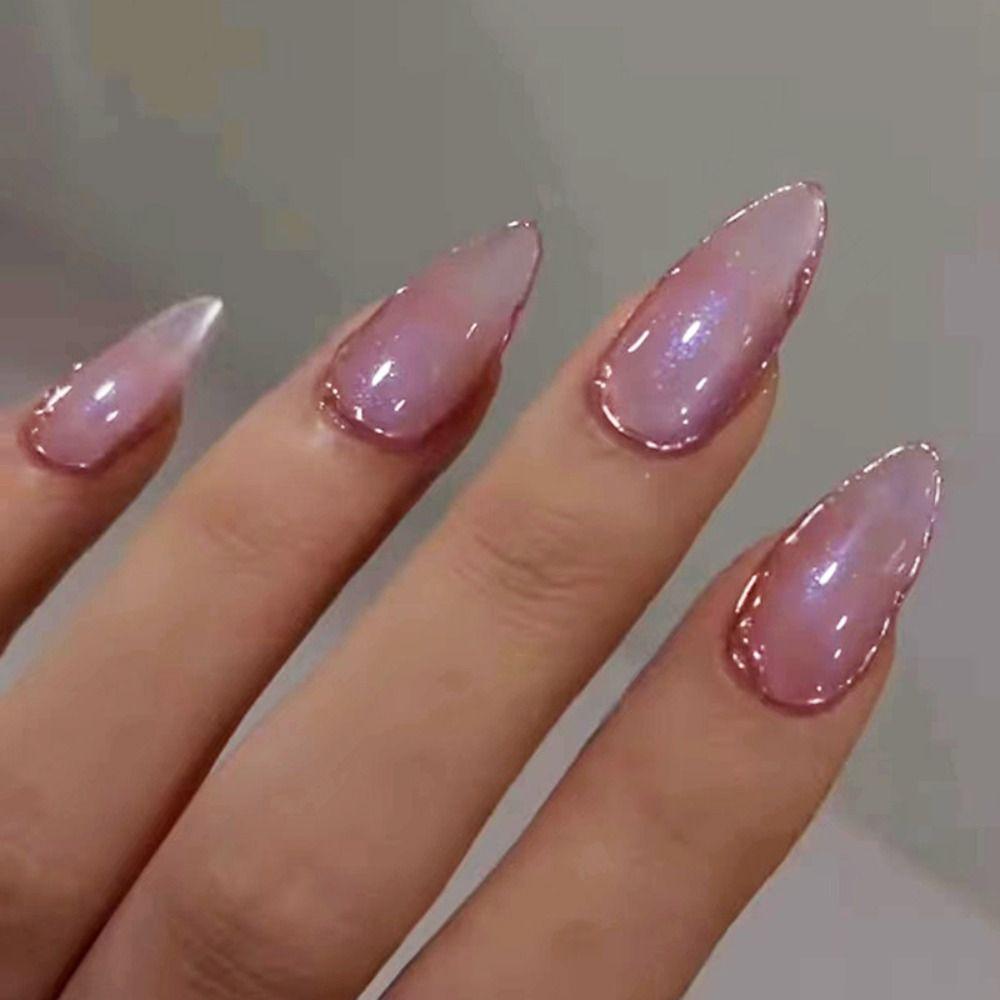 

French False Nails Almond Square Press on Nails New Fake Nials Women Girls