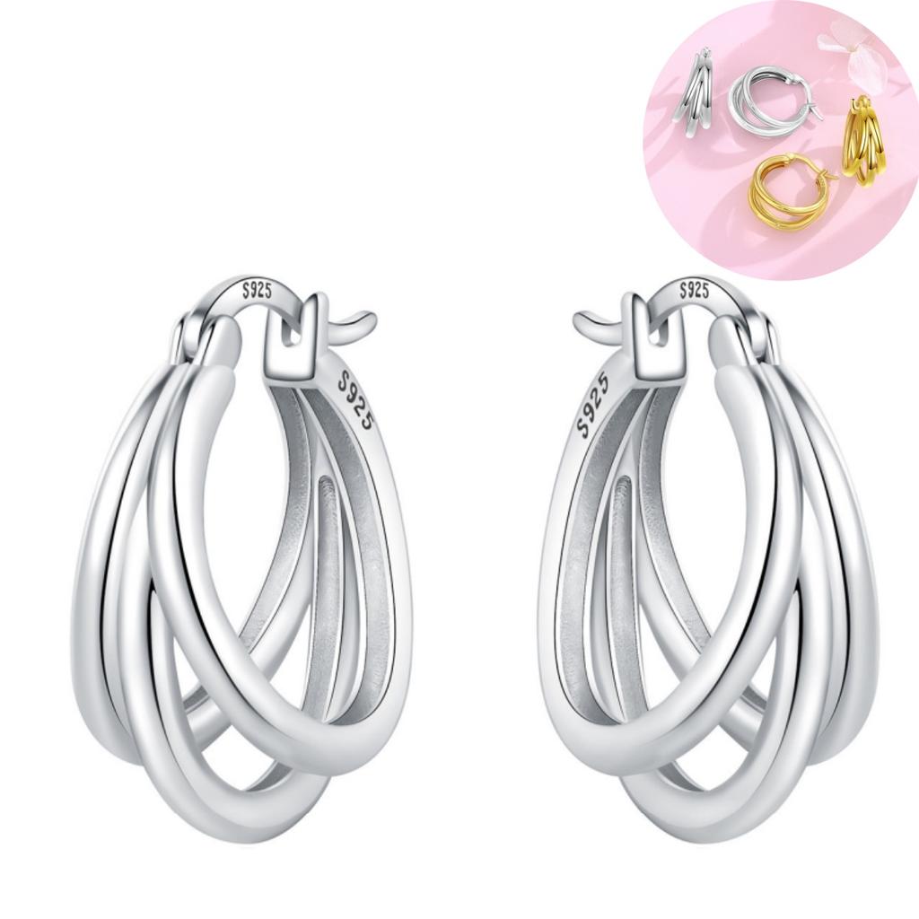 925 Sterling Silver Exquisite Multi-layer Ear Ring Jewelry Versatile Hoop Earrings For Women Jewelry Fine Birthday Party Gift