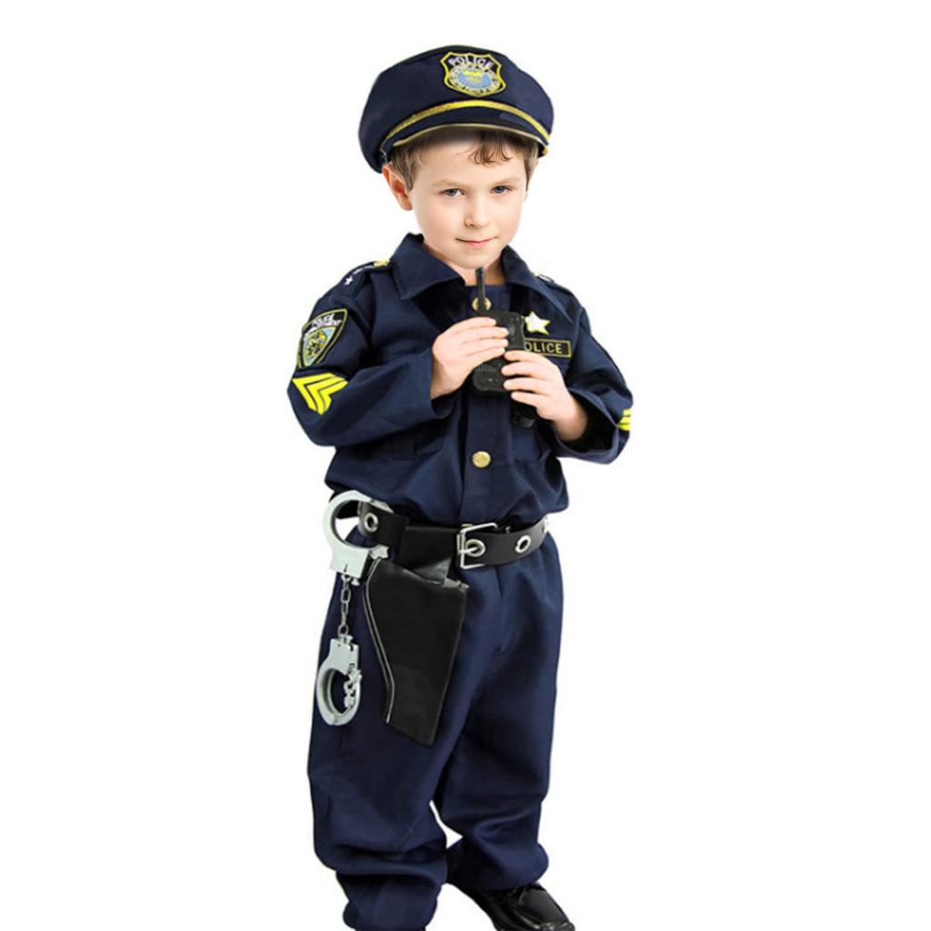 Police Cosplay Children Kids Halloween Police Officer Years Cosplay Costume Uniform Police Officer Costume Halloween Costume [Lhyxuuk] 3-12