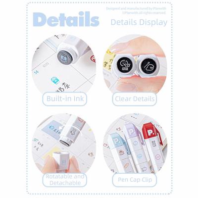 Cute Detachable Arrival Cute To Do List Journal Stamp Multi-Head Portable Seal Pen Stamp Mark Gift