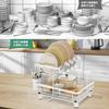 XLRPAT Dish Drainer, 2-Tier Kitchen Dish Drainer with Double Drainer, Cup Rack, Side Drain, No More Water Left Behind In the Stovetop, Kitchen Helper,