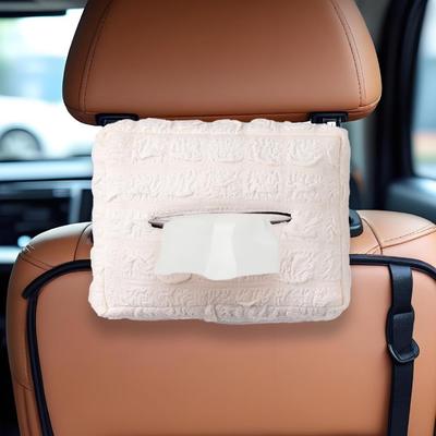 High-End Sun Visor Car Tissue Box - Simple Hanging Cream Puff Tissue Dispenser & Cute Ornament