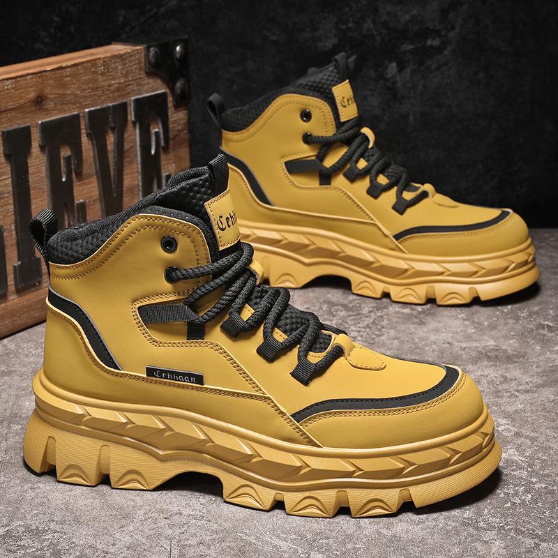 Labor insurance men's shoes autumn trend thick-soled work leisure sports trendy shoes men's medium help tooling outdoor Martin boots