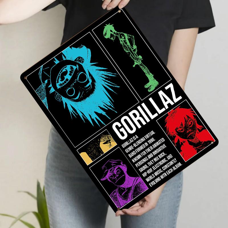 

Gorillaz Virtual Band Animated Persona Art Metal Tin Sign Home Decor Music Poster Gift 20x30cm（7.8x11.8inch）