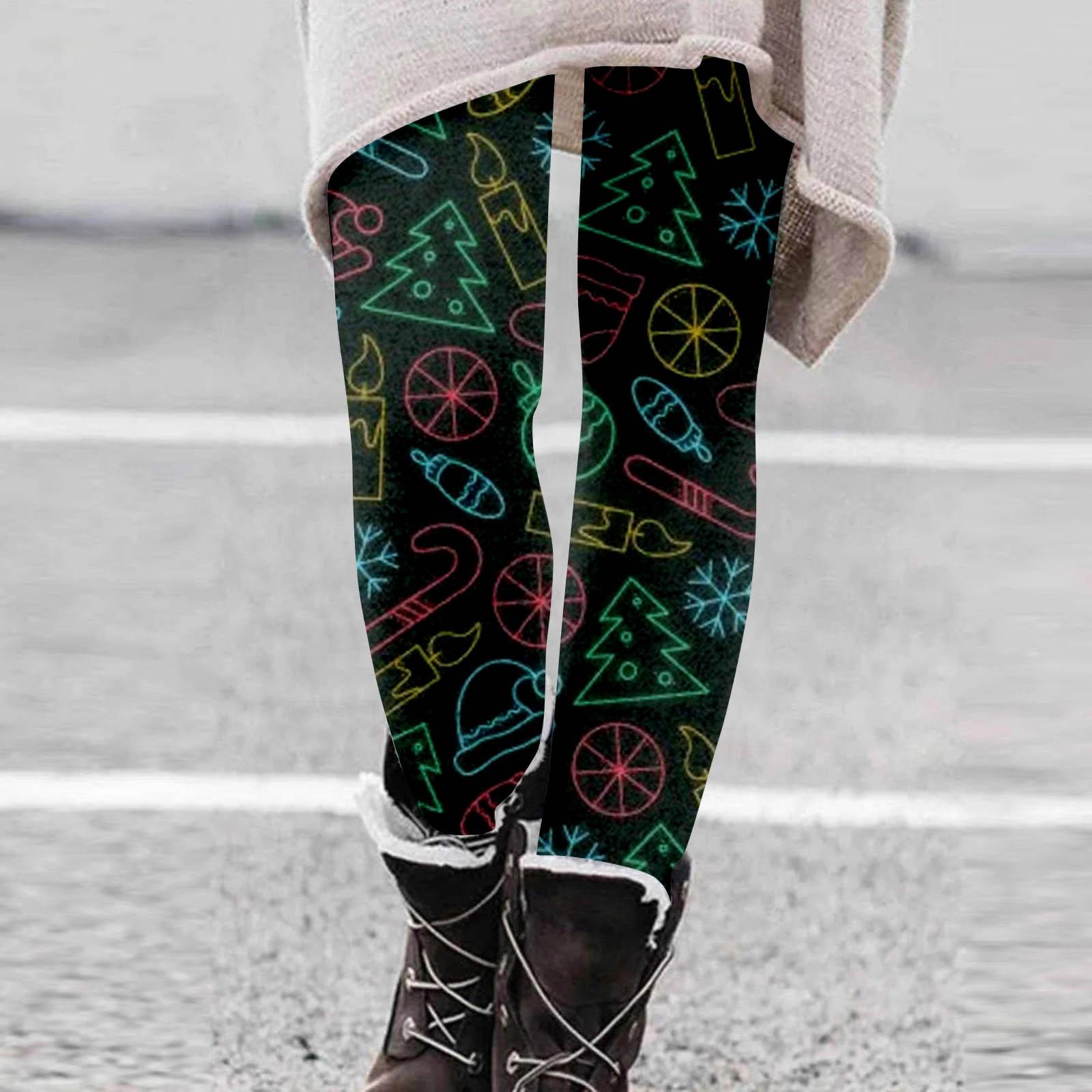 Women s Christmas Leggings - Festive Holiday Patterned Stretch Pants for Winter M
