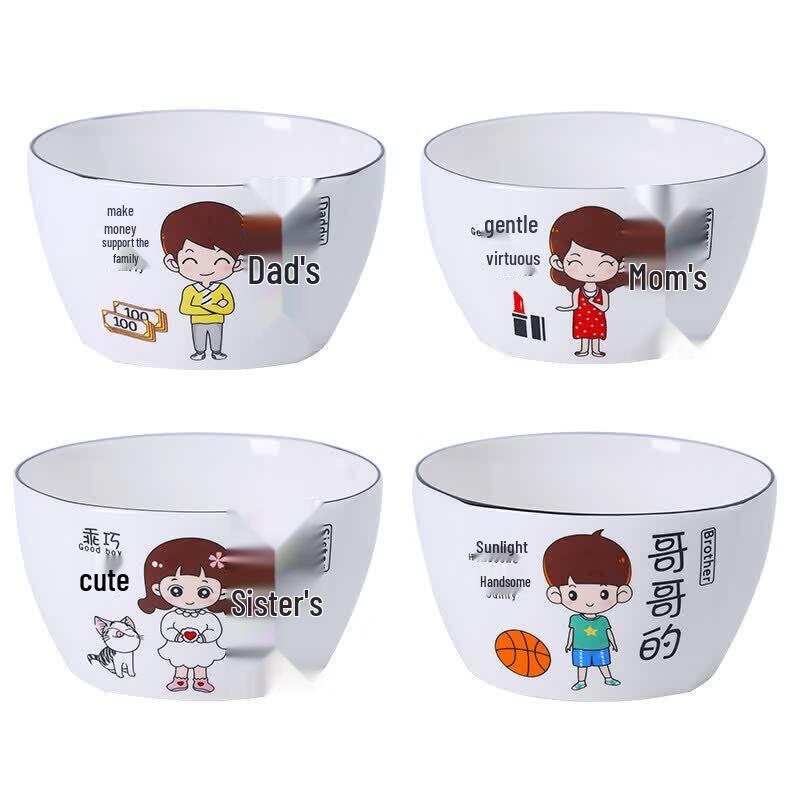 Cartoon Family Ceramic Bowl Set