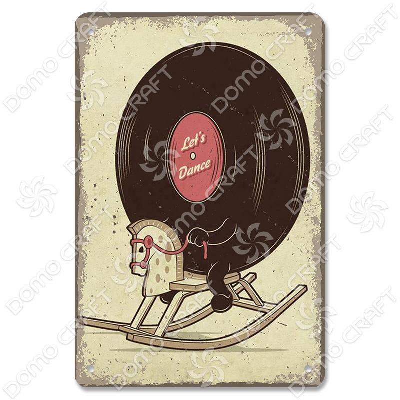 Retro Plakat Muzyczny Metalowe Tabliczki Blaszane Płyta Winylowa Fonograf Metalowa Plakietka Dekoracja Ścienna Vintage do Kawiarni Baru Pubu Salonu Domu