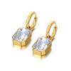 Lokaer Stainless Steel Geometric Square Hoop Earrings Sparkling Cubic Zirconia Crystal Earrings Jewelry For Women