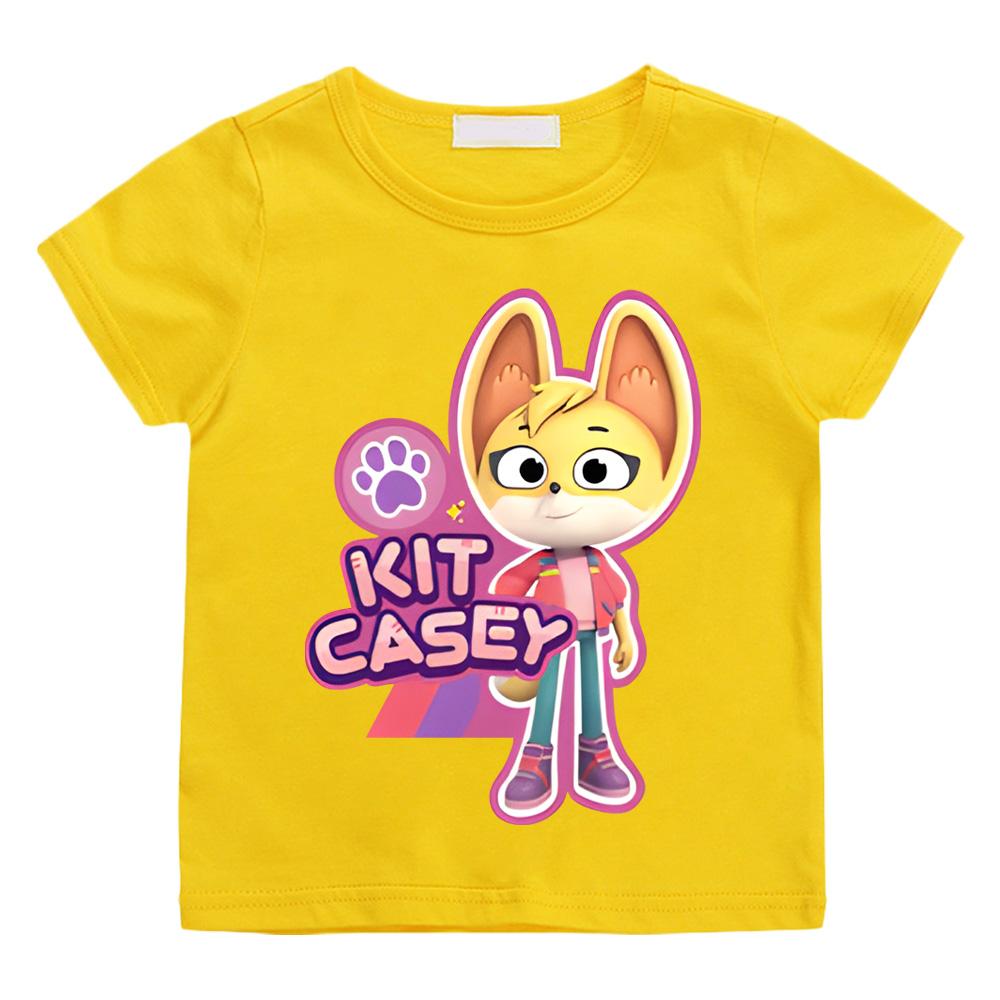 Кейси Кейси Набор Человеческих Существ Футболка для Подростков Хлопок Круглый Вырез Мультяшная Футболка для Мальчиков/Девочек Мультяшный Принт Милая Манга Футболка 6T жёлтый