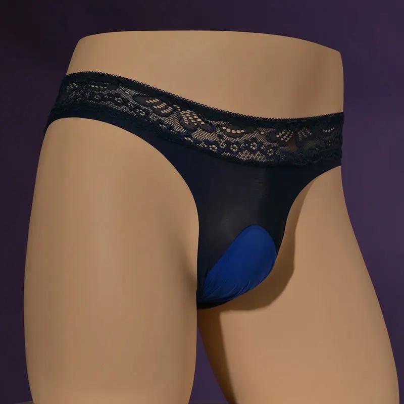 Mutandine di Pizzo Taglia Grande Sissy Pouch da Uomo Lingerie Slip Intimo Elastico a Vita Bassa in Seta Ghiacciata Uomo Gay Morbido Comodo Slip