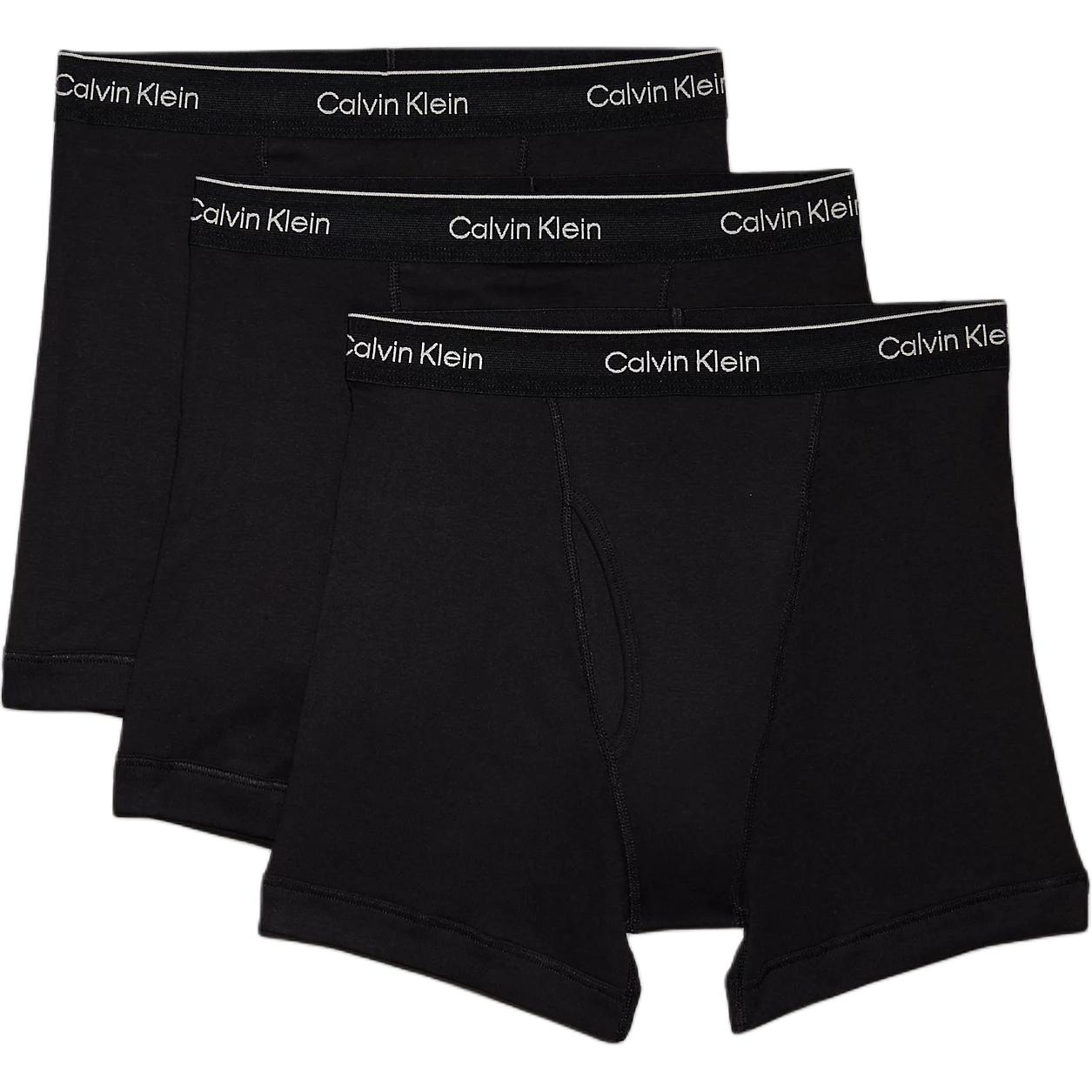 

Calvin Klein Letter Waistband Plain Knit Mid-Rise Boxer Briefs 3-Pack Men underwear Black 000NB4003A-001 M