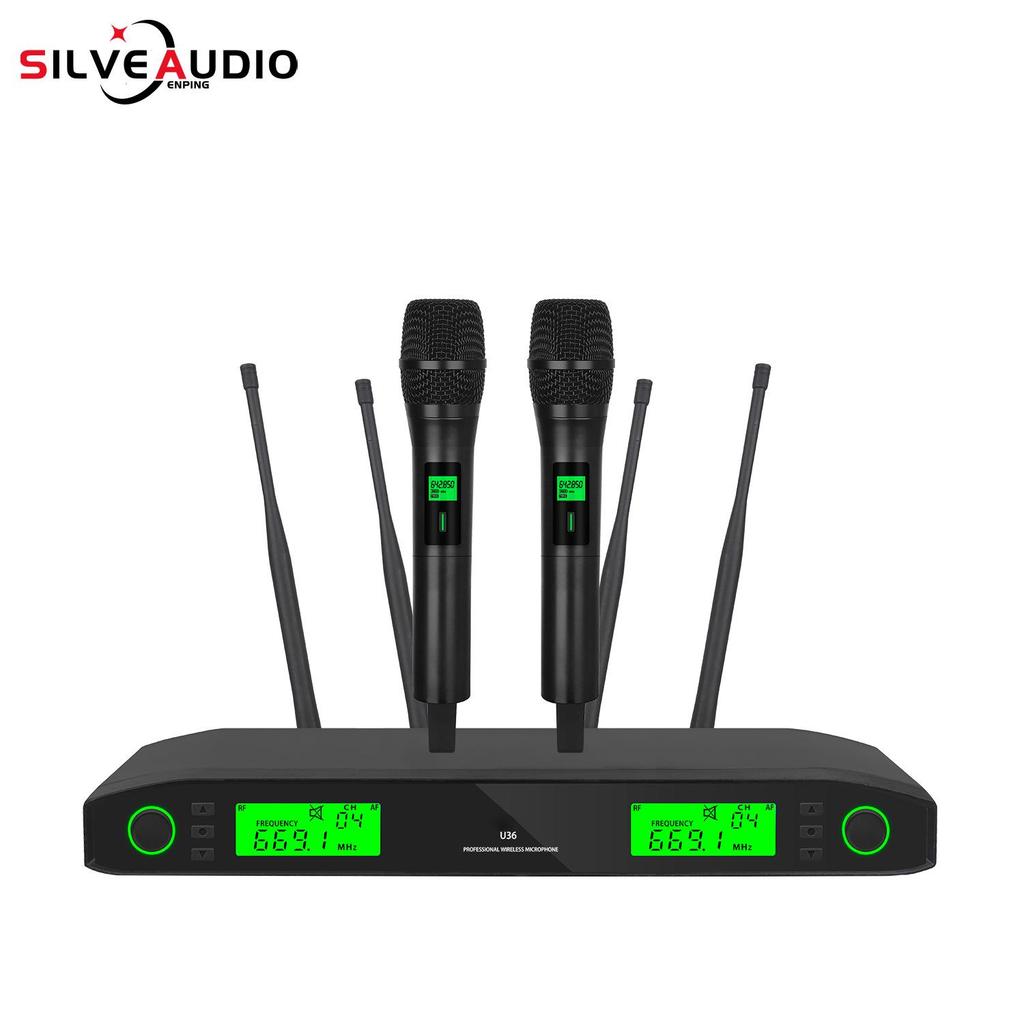 Professional UHF Wireless Handheld Dynamic Microphone Set with Anti-Howling and Infrared Frequency Matching for Stage and KTV Use