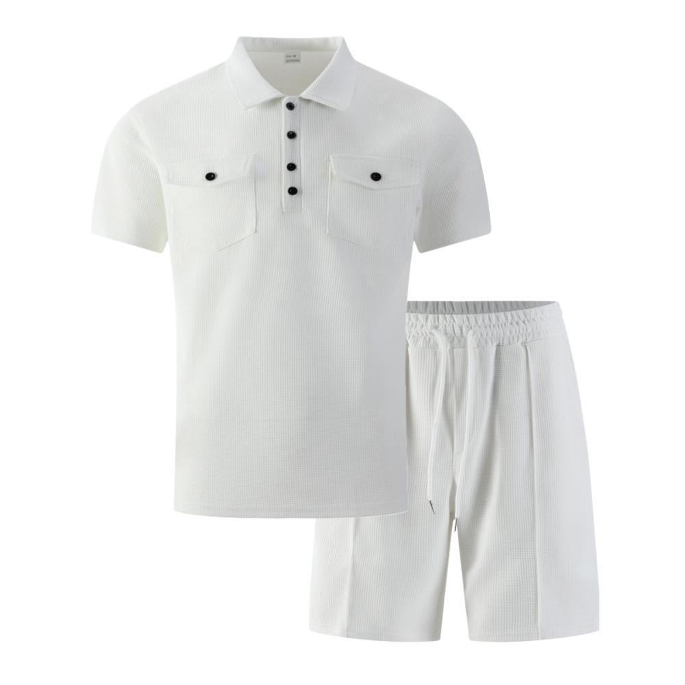 New Men’s Casual Double-pocket Short-sleeved Polo Shirt and Shorts Summer Fashion Set
