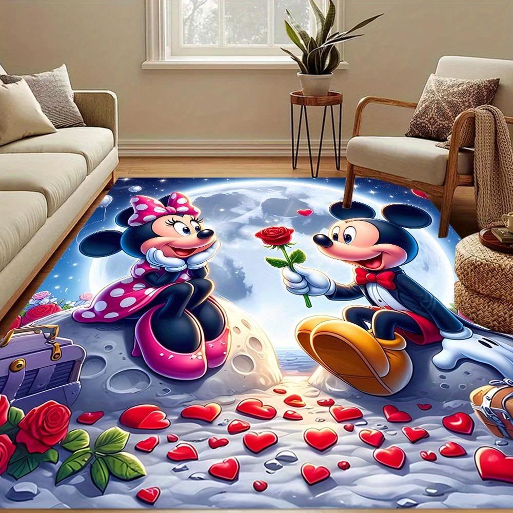 1 Stück Mickey Maus Minnie Muster Teppich Läufer, Schlafzimmer und Spielzimmer Langlebig, Fleckenresistent und Leicht zu Reinigen, Wohnzimmer