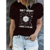 Europäische Größen Kreativer Englischer Mathe-Themen-Print Damen Freizeit-Sport-T-Shirt, Rundhalsausschnitt, Kurze Ärmel