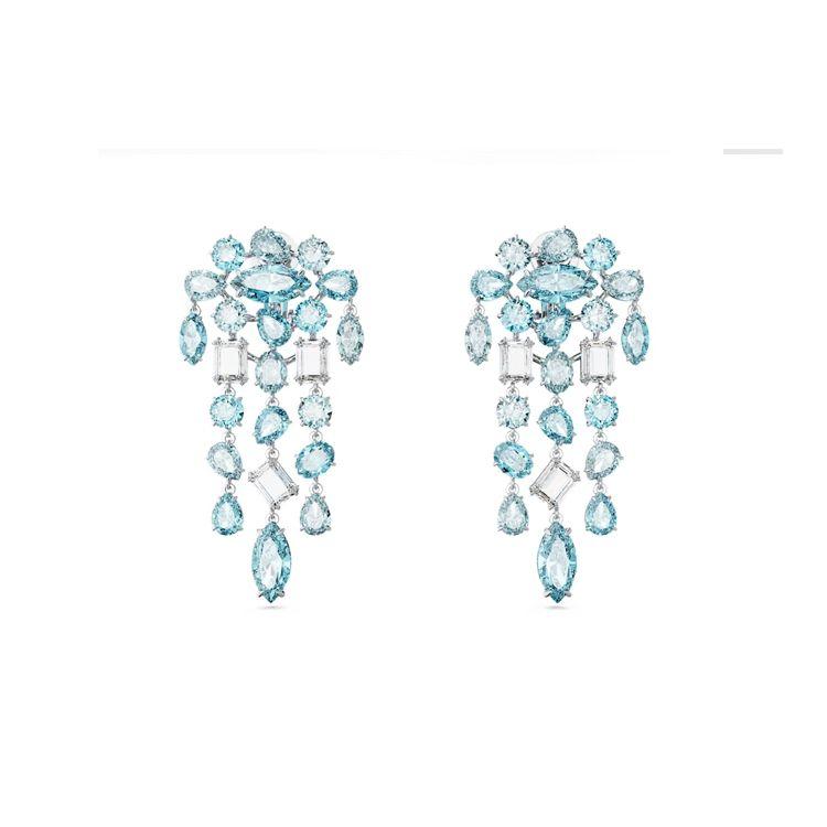 Swarovski Gema Mixed Cut White Gold Plated Crystal Earrings Women earrings Blue 5666015 Box (Random Color)