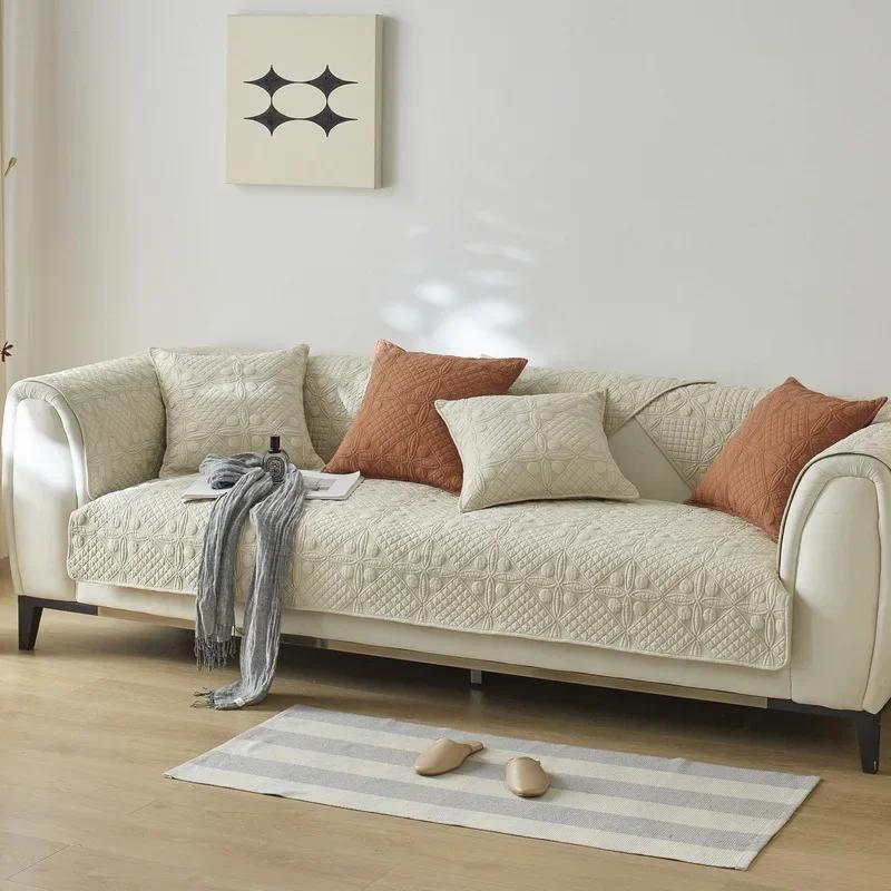 Sofa Cover Cushion Cover Cloth for All Seasons Living Room Washed Cotton Sofa Cushion Non-slip Cover Towel