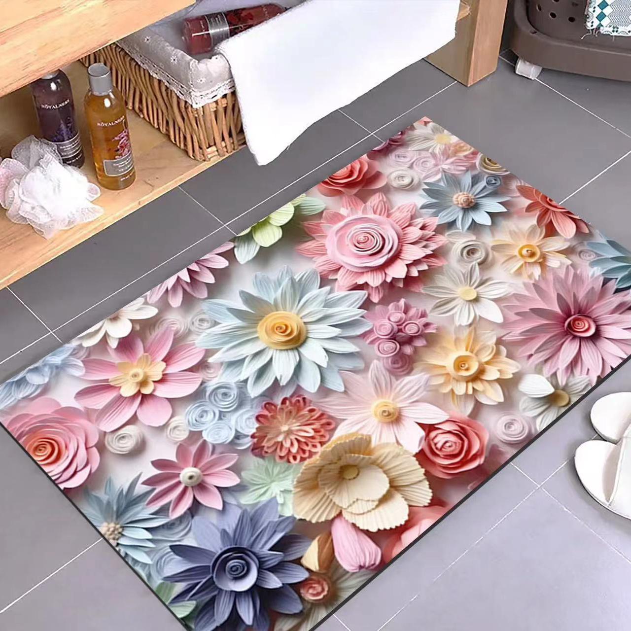 

Тривимірна квітка Діатоміт Килимки для ванної кімнати Діатоміт Протиковзке взуття Вбирає килими для ванної кімнати 40*60