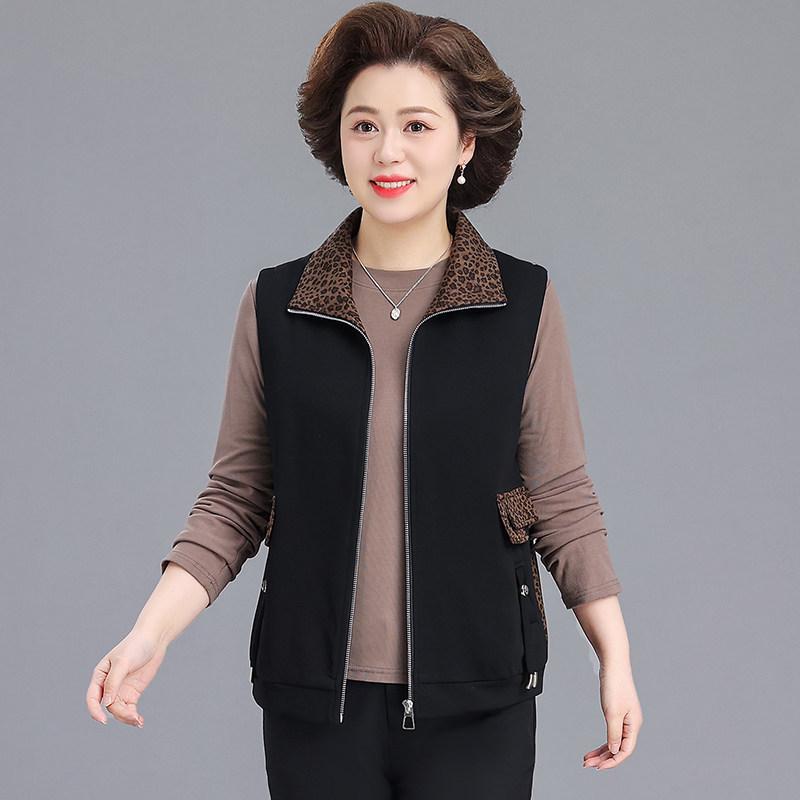 

Spring 2026 Stylish Vest for Middle-Aged and Elderly Women: Elegant Outerwear for Mothers and Grandmothers 4XL (suggested 140-150 jin) чёрный