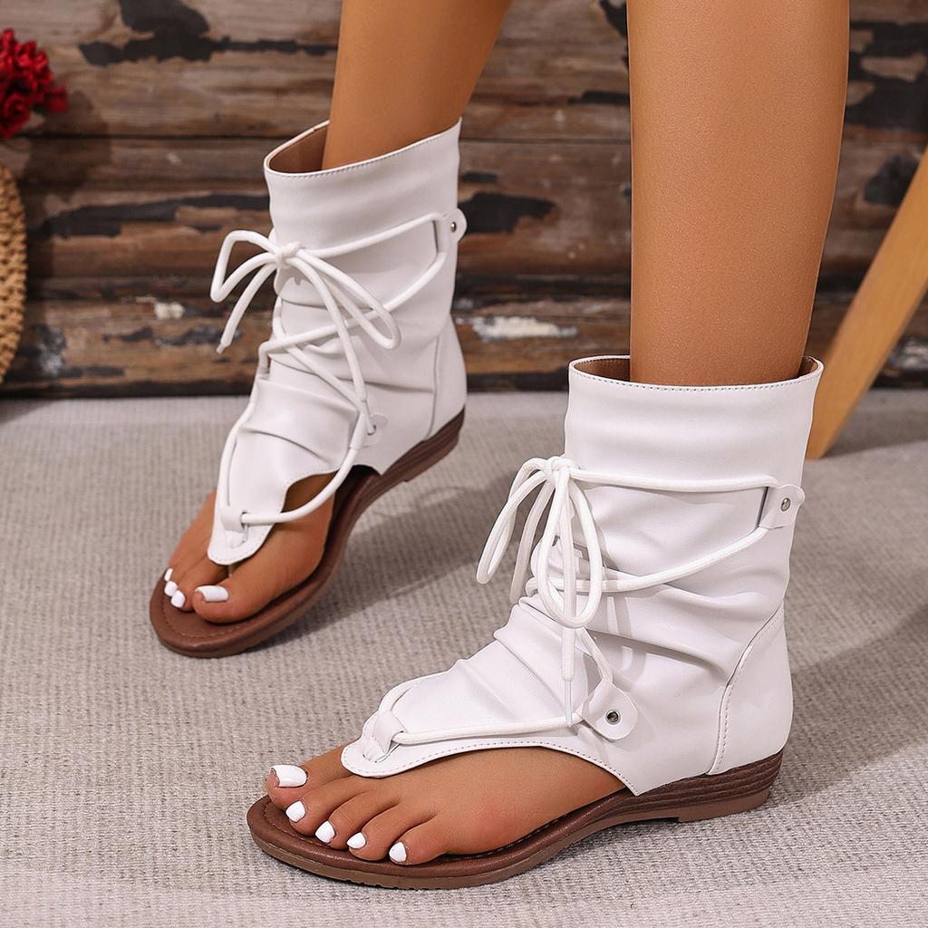 Women Summer Boots Open Toe Flat Tassel Design Sandals Roman Sandal Elegant Shoes Plus Size 36-42 Sandalias Mujer 2025
