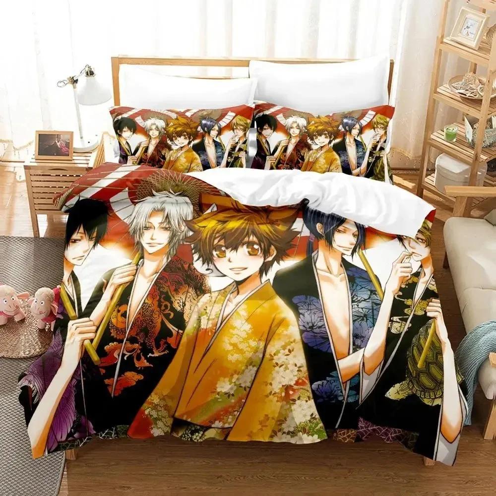 Anime Hitman Reborn Bedding Set Duvet Cover Bed Set Quilt Cover Pillowcase Comforter King Queen Size Boys Adult Bedding Set
